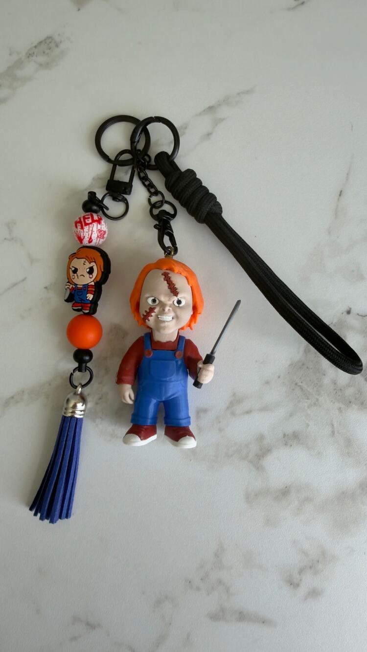 Killer Doll 3D Horror Figure Keychain Child's Play Bag Charm Lanyard